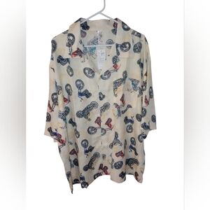India Boutique Cream Motorcycle Print Shirt